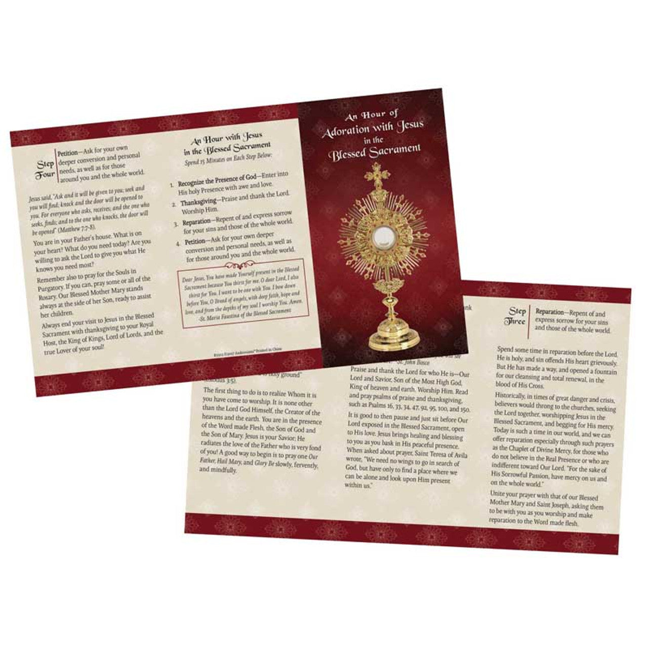 An hour of Adoration with Jesus in the Blessed Sacrament - Trifold Prayer Card