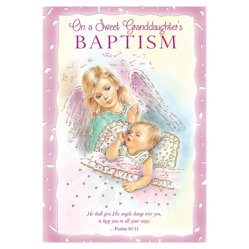 " On A Sweet Granddaughter's Baptism " Child with Angel Greeting Card