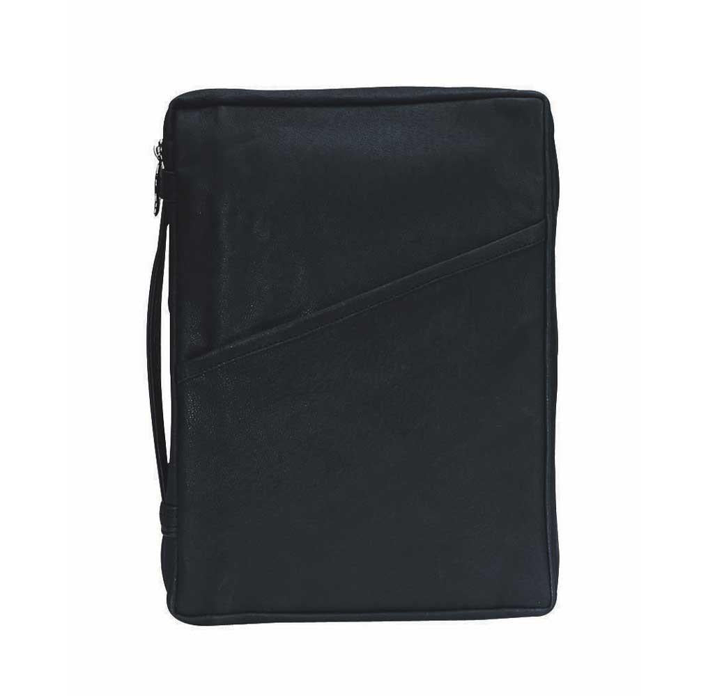 GENUINE LEATHER BLACK BIBLE COVER - XL SIZE