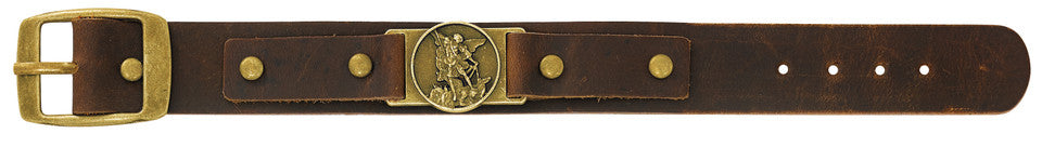 St. Michael Leather Buckle Bracelet