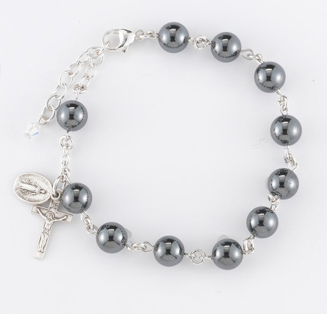 Hematite Bead, Sterling Rosary Bracelet