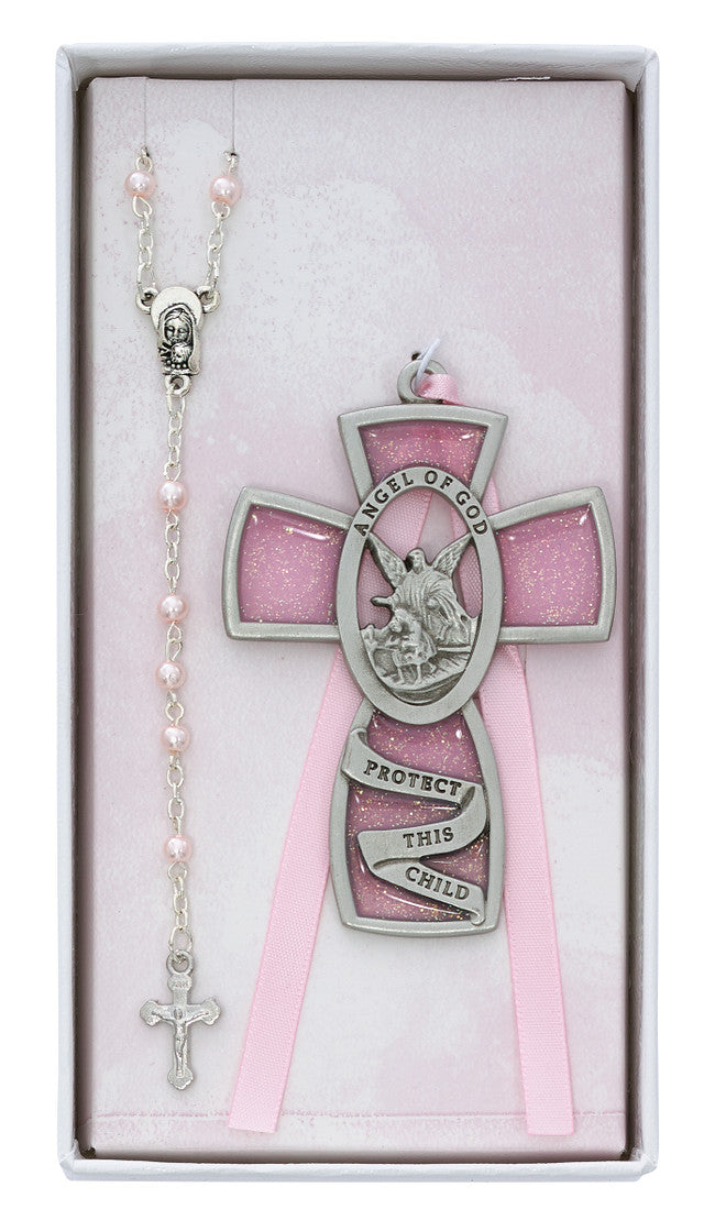 Guardian Angel Cross and Rosary Set