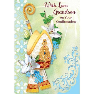 " With Love Grandson On Your Confirmation " Greeting Card