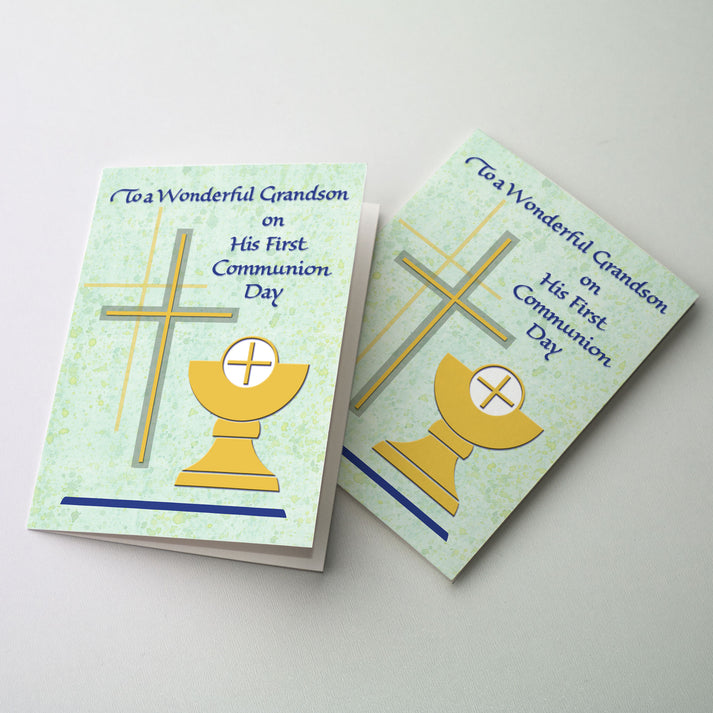 To A Wonderful Grandson on His First Communion Day Greeting Card