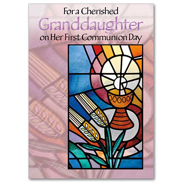 For a Cherished Granddaughter on Her First Communion Day Greeting Card