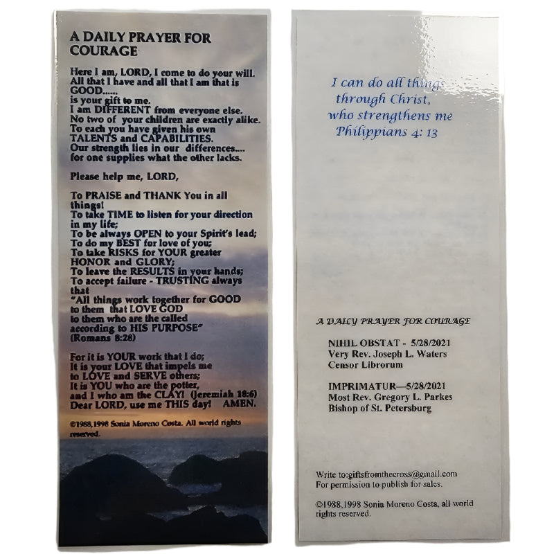 A Daily Prayer For Courage, Large Laminated Prayer Card - by Sonia Costa