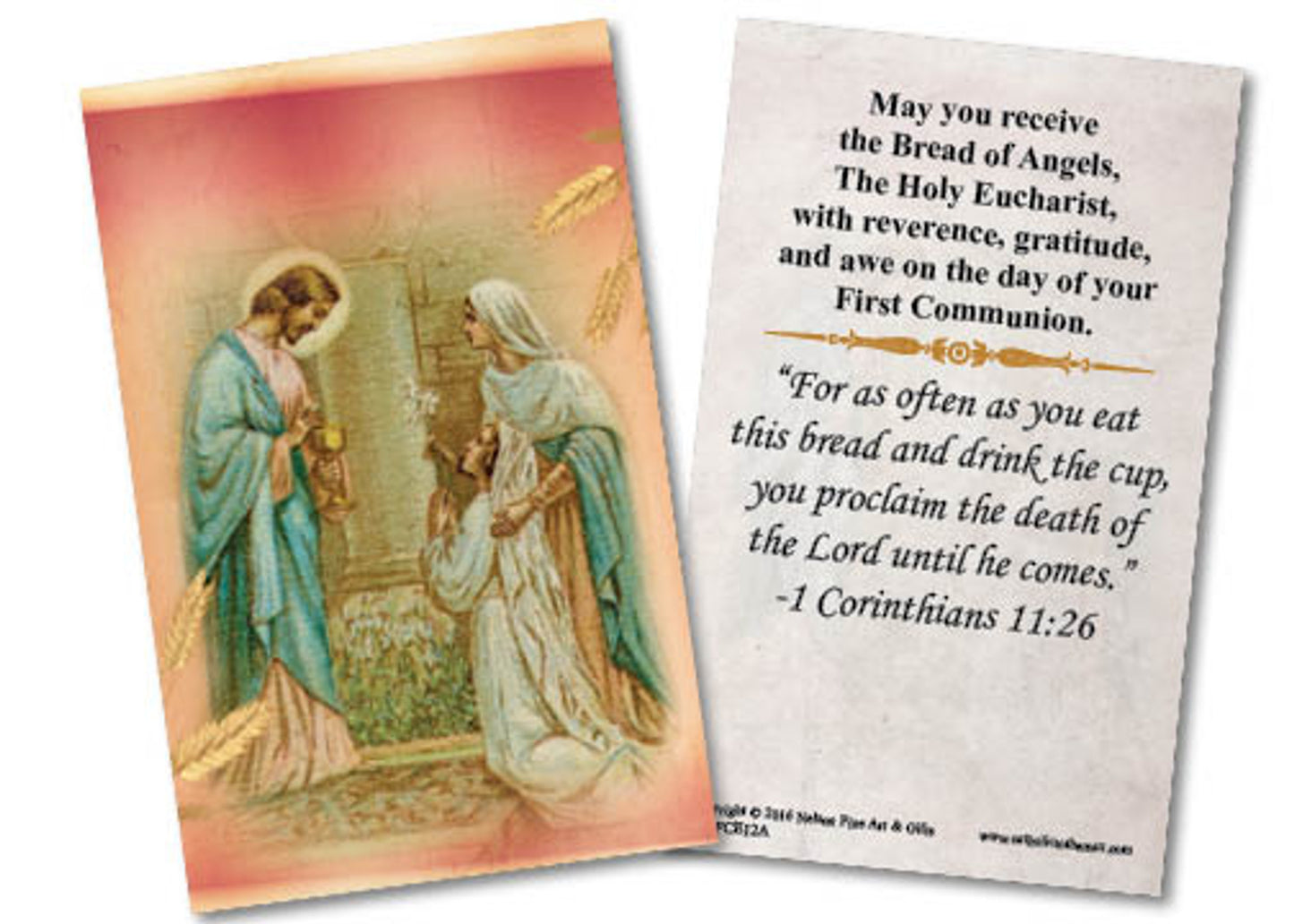 Jesus and Mary First Communion Holy Card for Girl