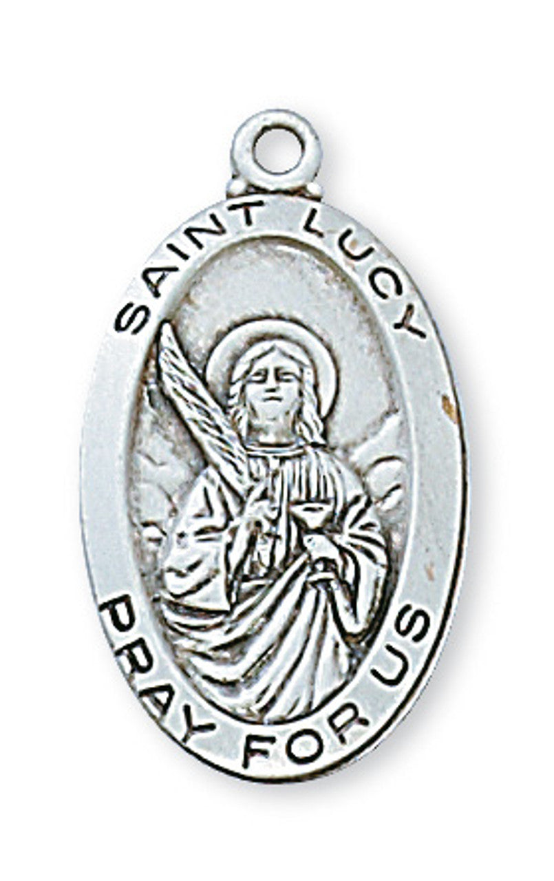 St. Lucy Sterling Silver Medal with 18" Chain