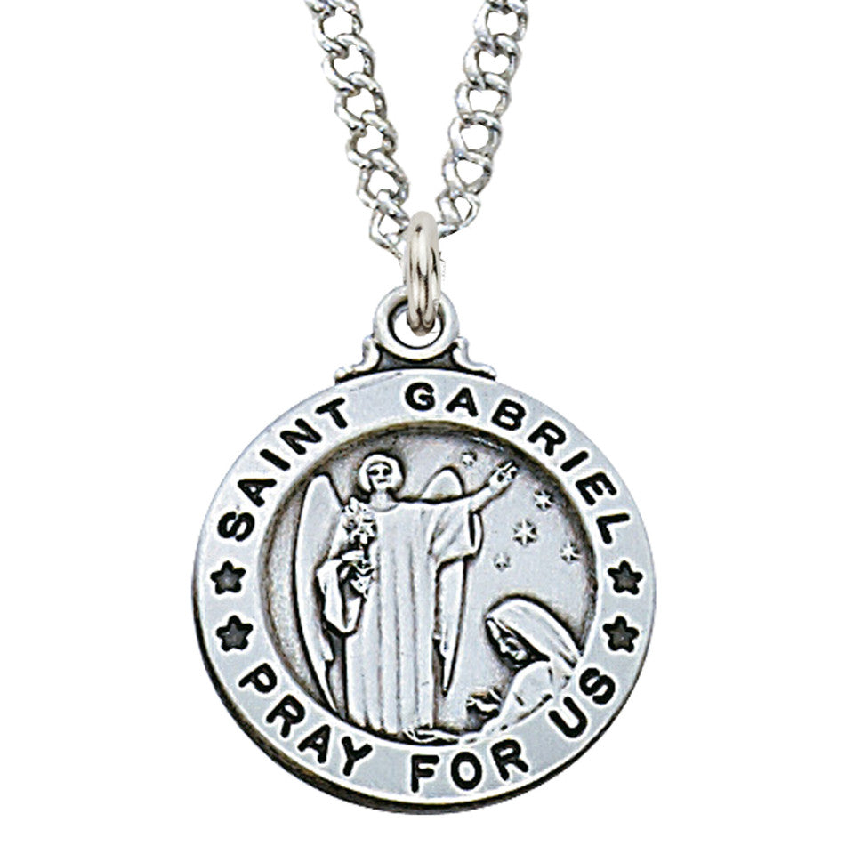 St. Gabriel Sterling Silver Medal on 20" Stainless Steel Chain