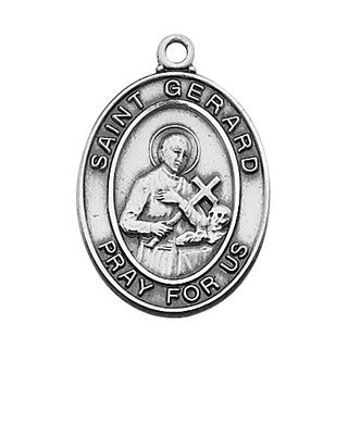 St. Gerard Sterling Medal on 18" Stainless Chain