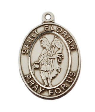 St. Florian Sterling Silver Medal on Stainless Chain