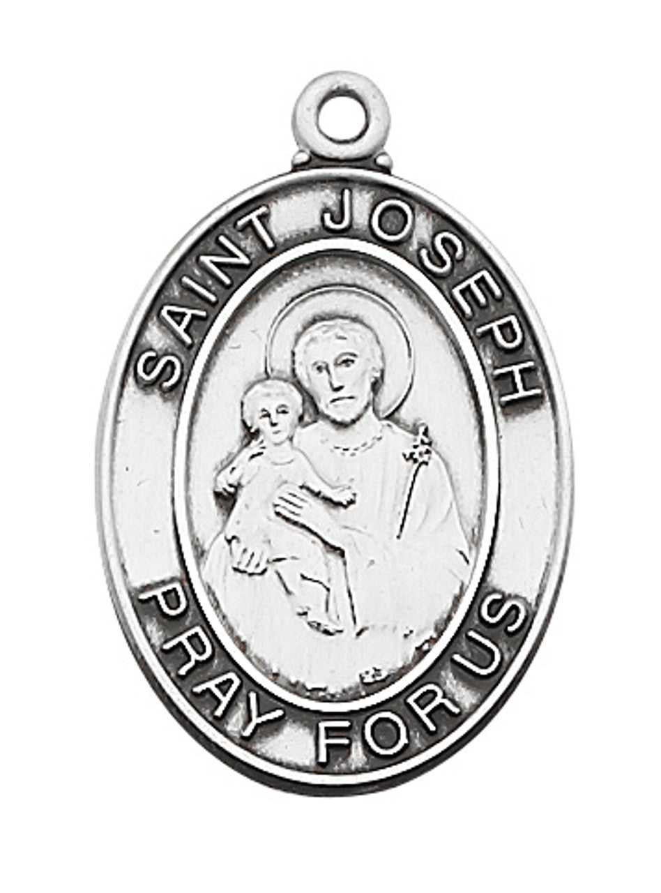 St. Joseph Sterling Silver Medal with Stainless Chain
