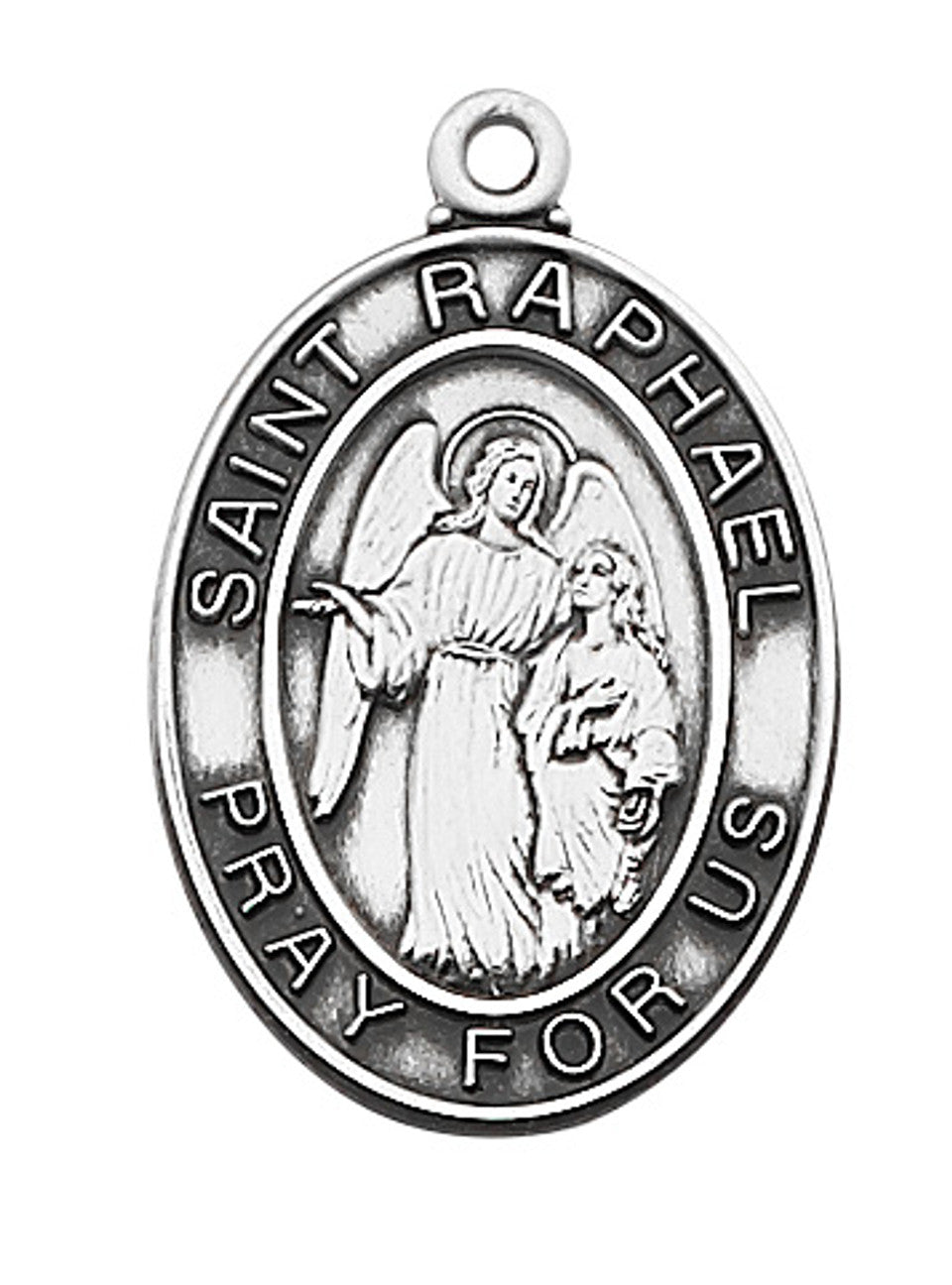 St. Raphael Sterling Silver Medal with Stainless Steel Chain