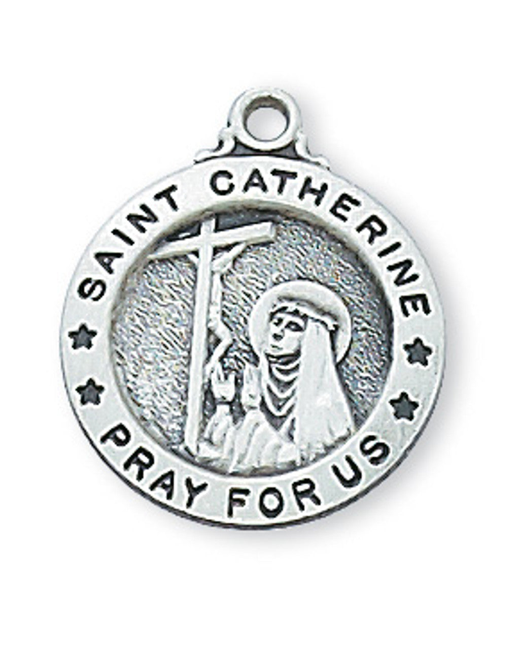 St. Catherine Sterling Silver Medal with 18" Stainless Steel Chain