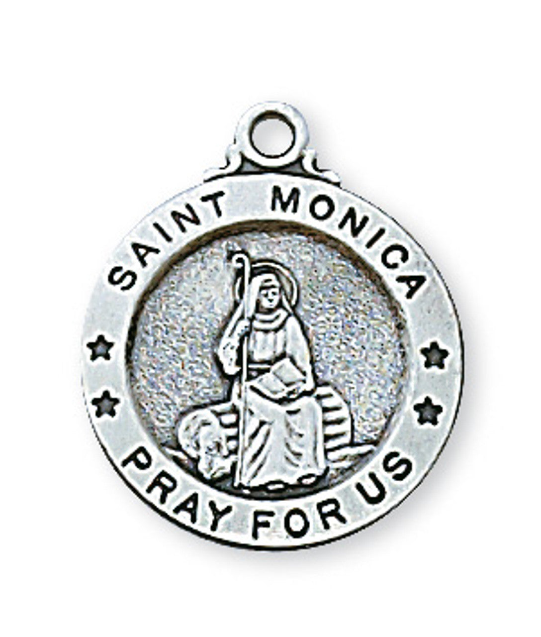 St. Monica Sterling Silver Medal on 18" Stainless Chain
