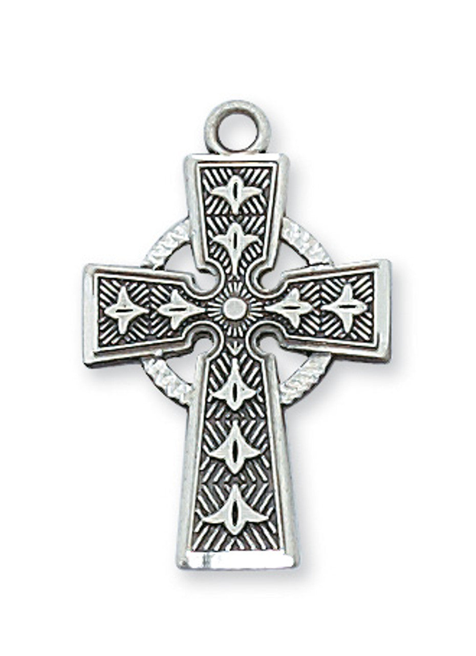 Irish Celtic Sterling Silver Cross Necklace