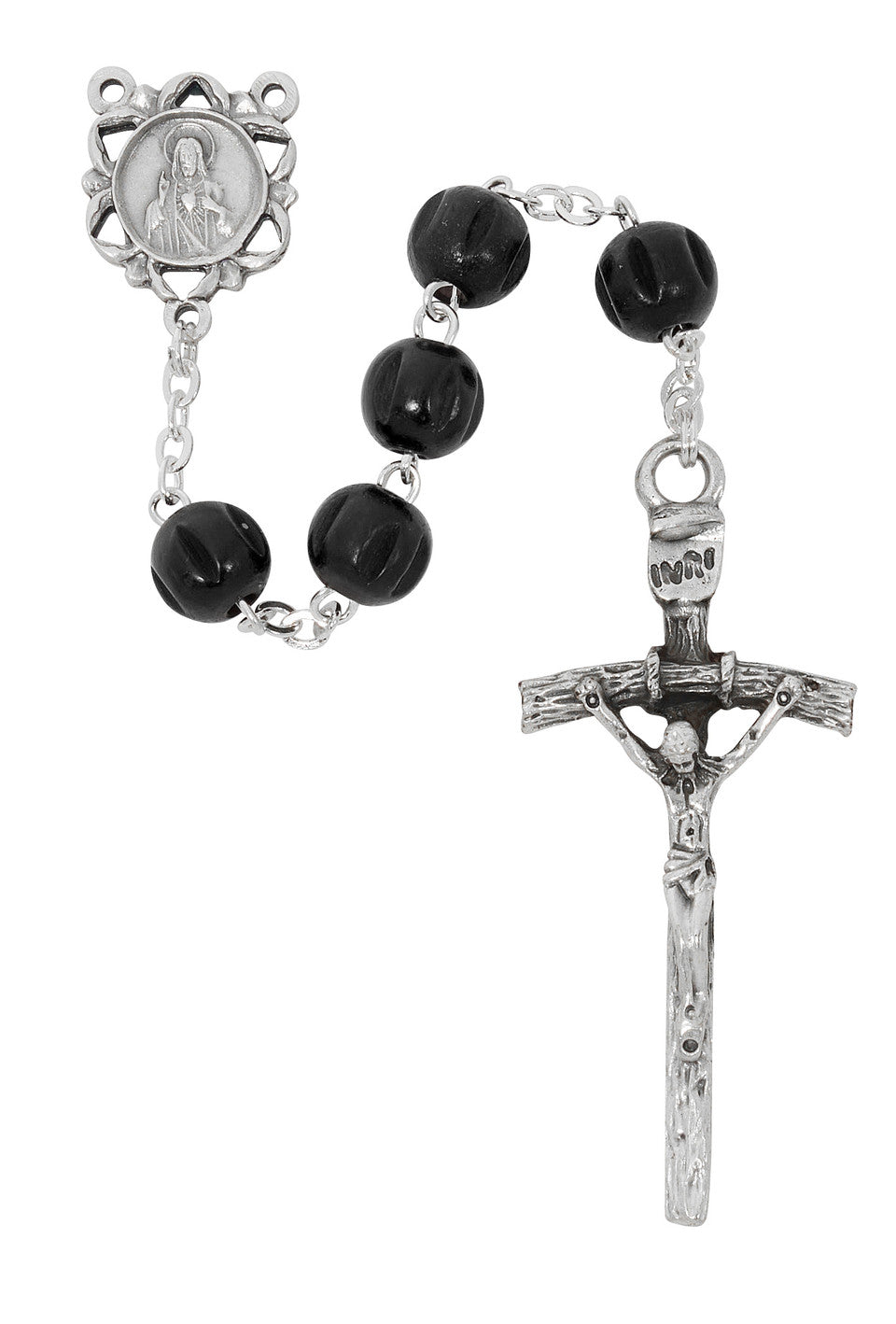 Black Wood Rosary with Papal Crucifix