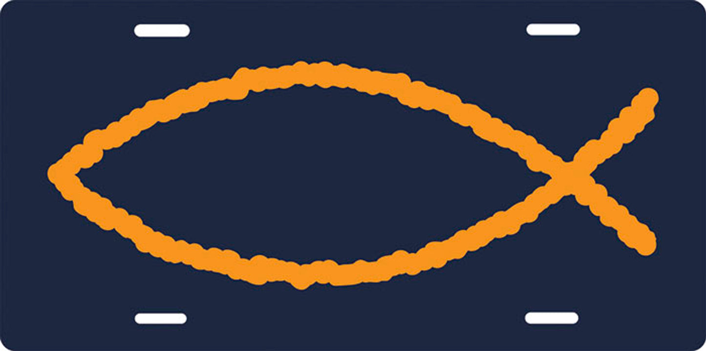 Ichthus Fish, License Plate (Blue)