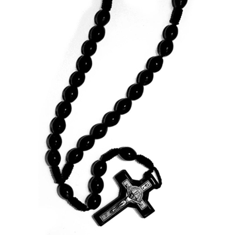 St. Benedict Brown Wood Cord Rosary