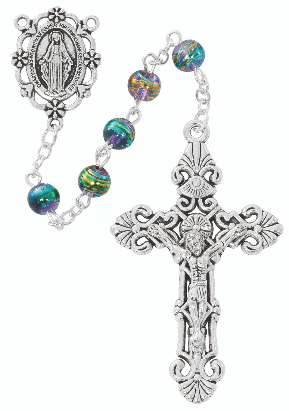 Multi-Color Purple Bead Rosary