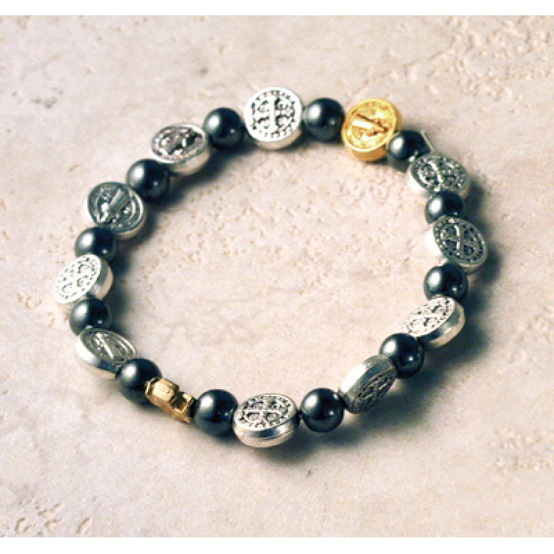 St. Benedict Bracelet with Hematite Beads