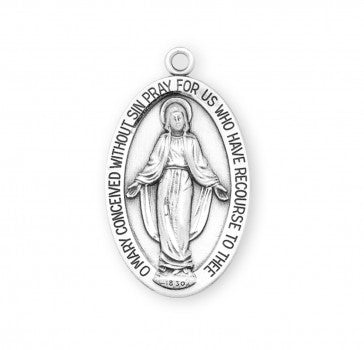 Miraculous Medal Large Oval Medal, Sterling Silver - 2119