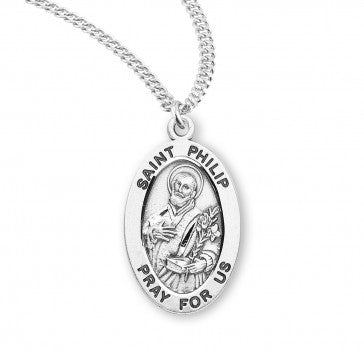 St. Phillip Sterling Silver Medal with Rhodium Chain