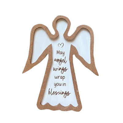 " May Angel Wings Wrap You In Blessings " Angel Figurine