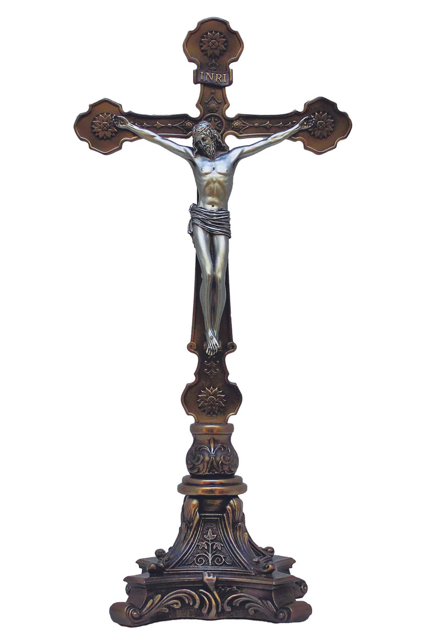 Ornate Standing Crucifix - 13" (Color Variants)