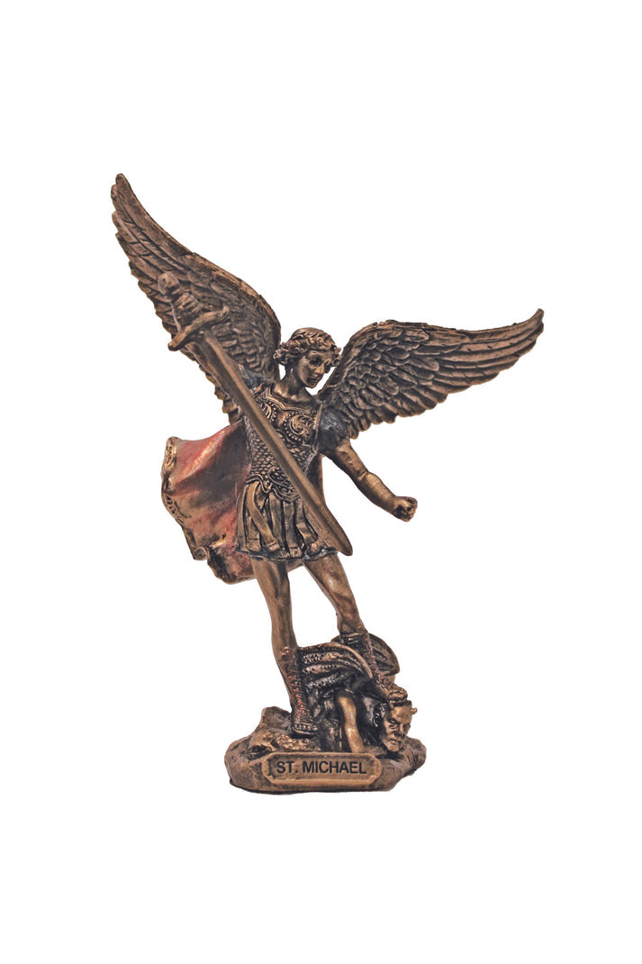 4" St. Michael Statue, Hand-Painted Cold-Cast Bronze