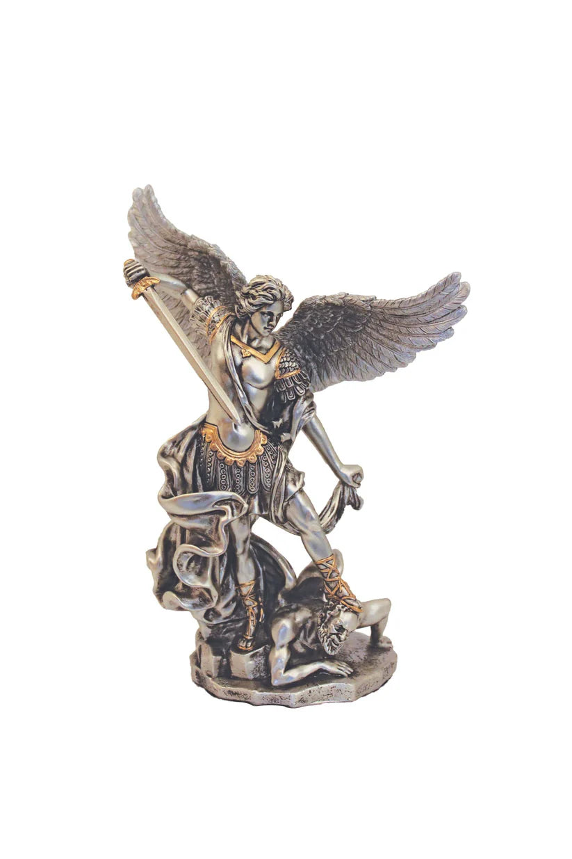 St. Michael Metalic Statue - 6" (Cold Cast Bronze or Pewter Style)
