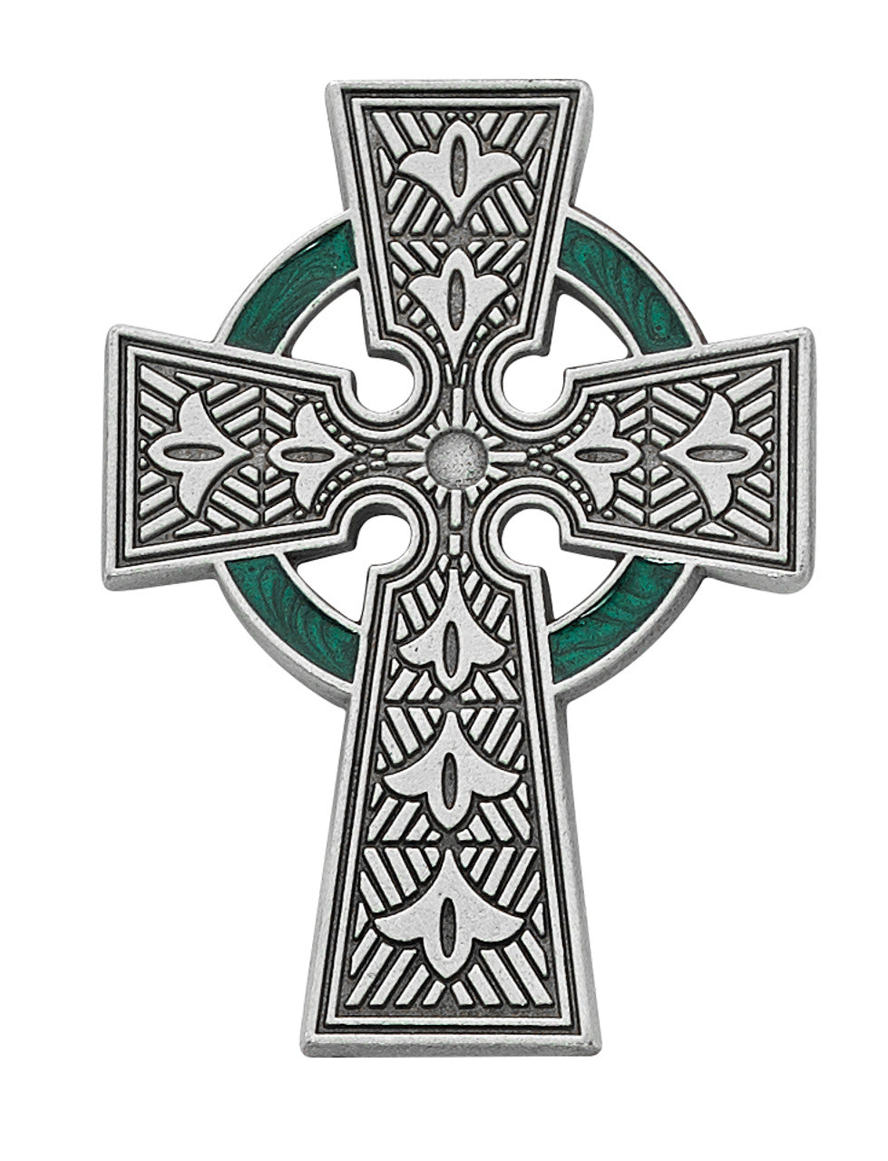 Celtic Cross Visor Clip with Green Epoxy