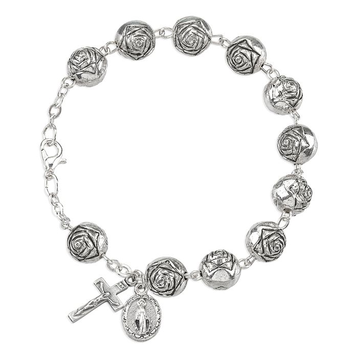Rosebud Bead Rosary Bracelet