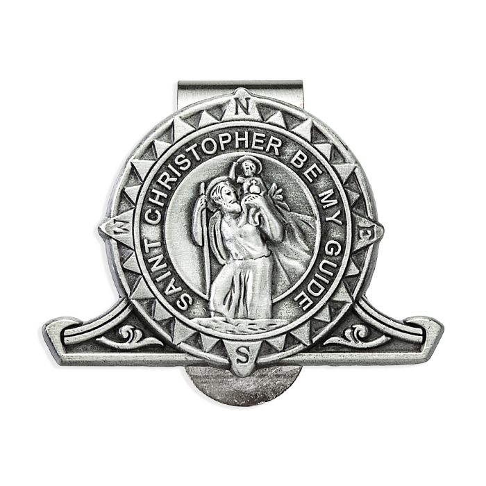 St. Christopher Compass Visor Clip