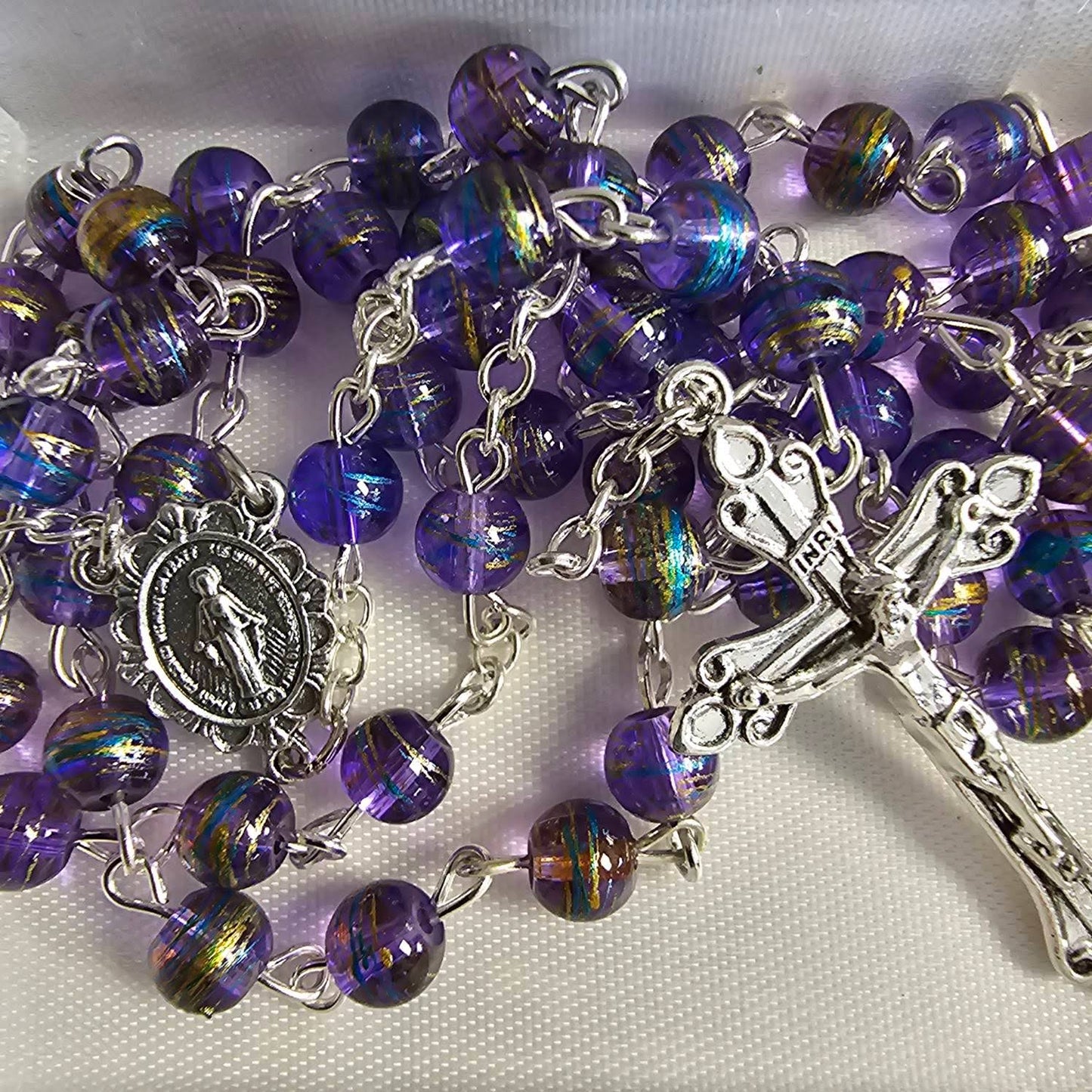 Multi-Color Purple Bead Rosary