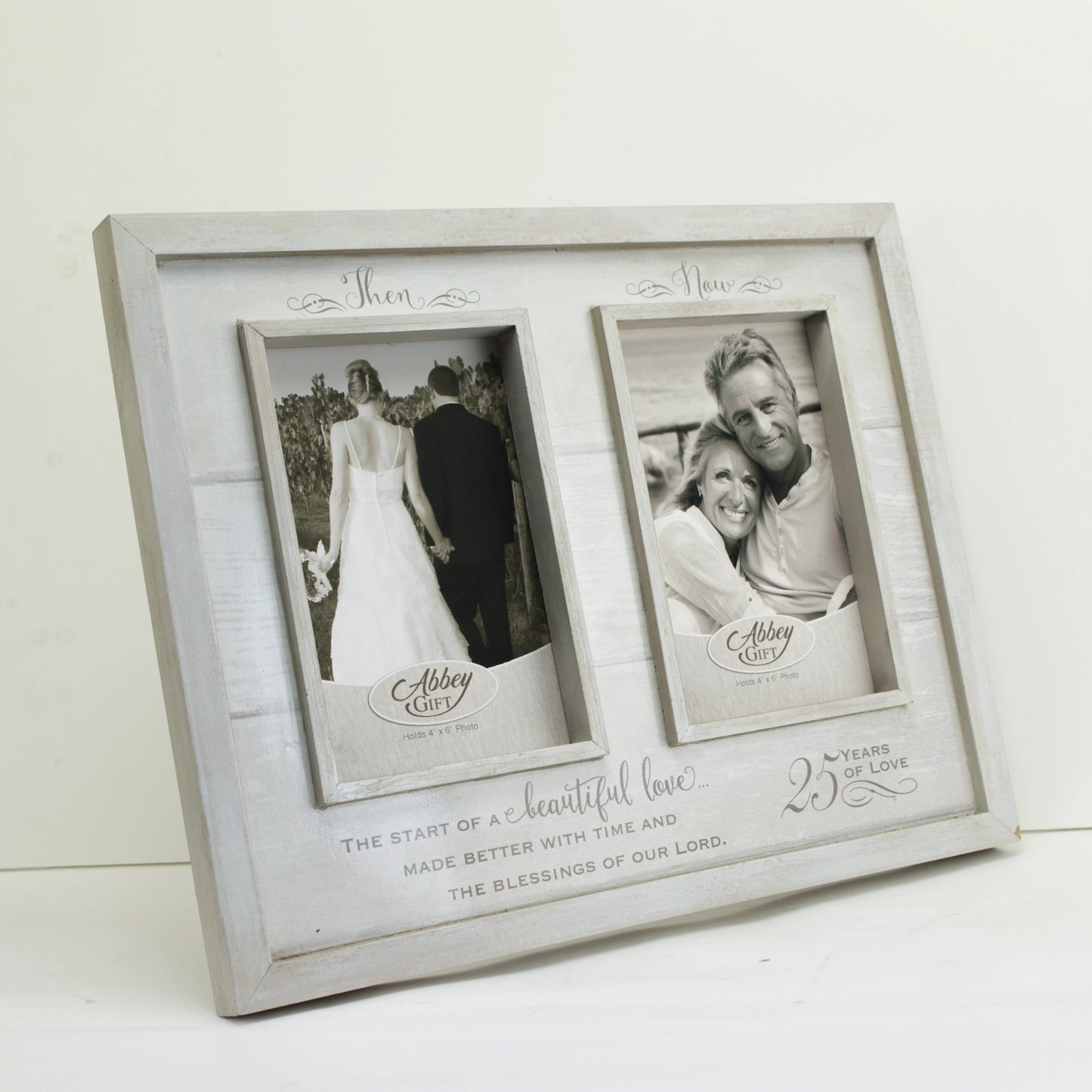 Then and Now 25th Wedding Anniversary Double Frame