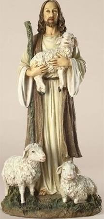 Good Shepherd with Lambs Statue