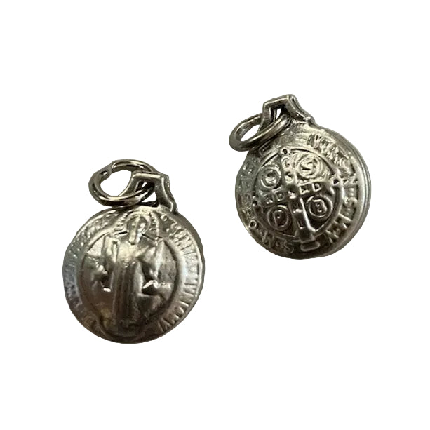 Semi-Spherical St. Benedict Silver Tone Medal