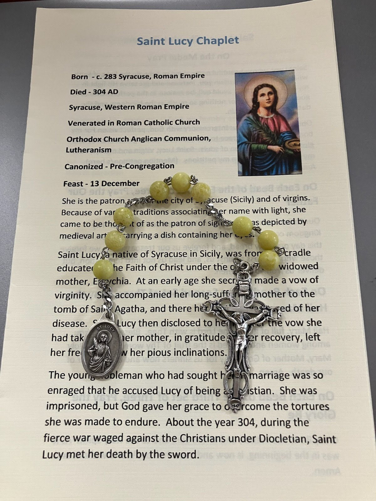 St. Lucy Chaplet