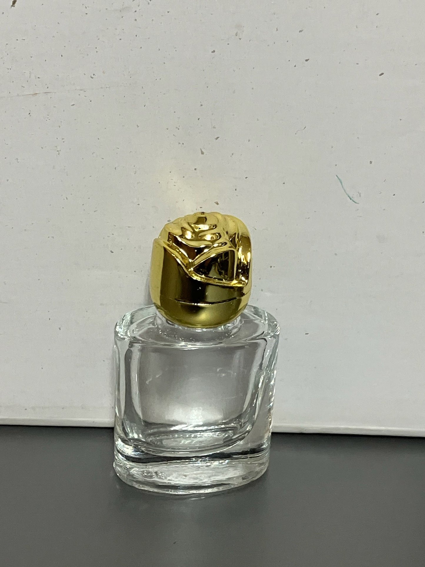 Glass Holy Water / Oil Bottle with Gold Rose Top