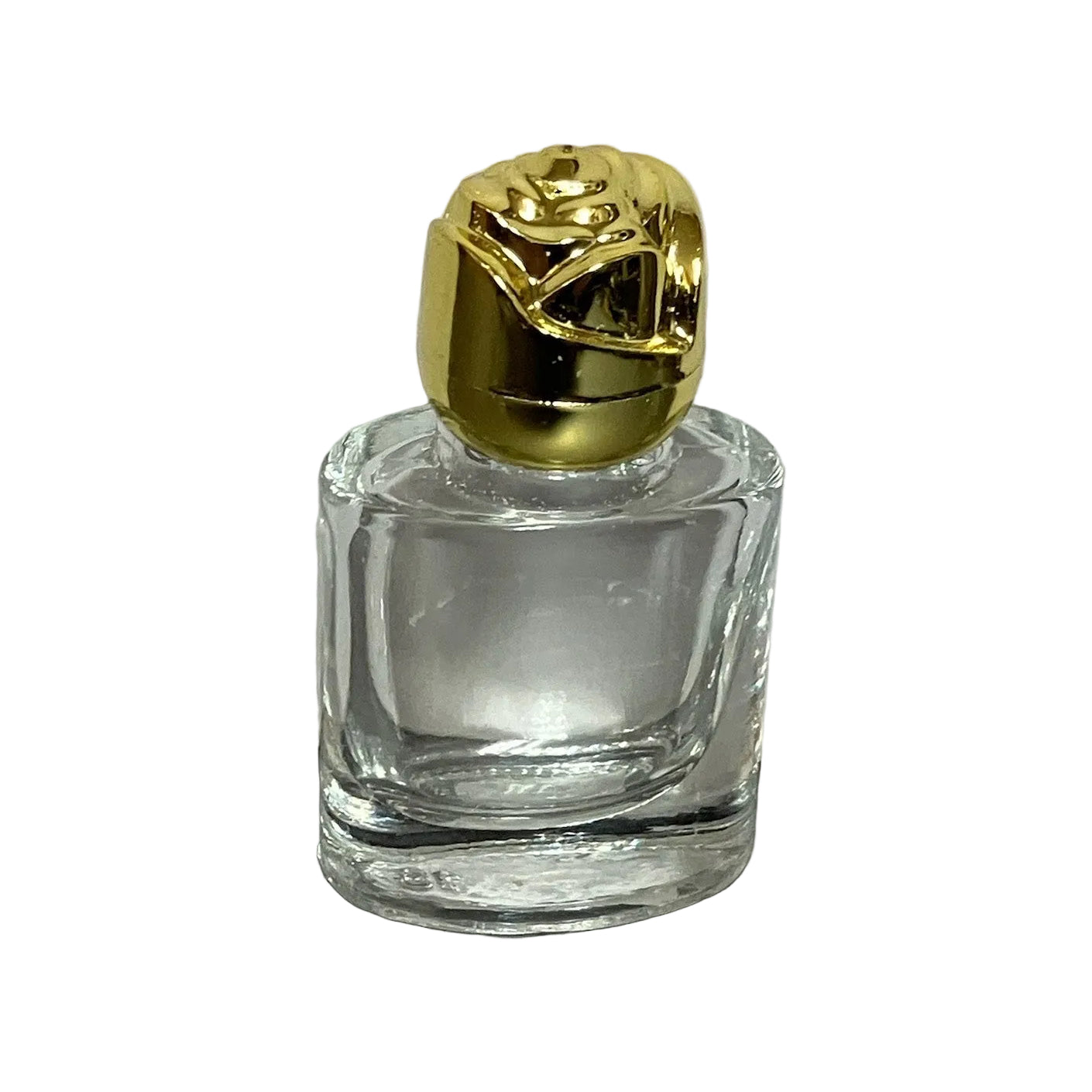 Glass Holy Water / Oil Bottle with Golded Rose Cap
