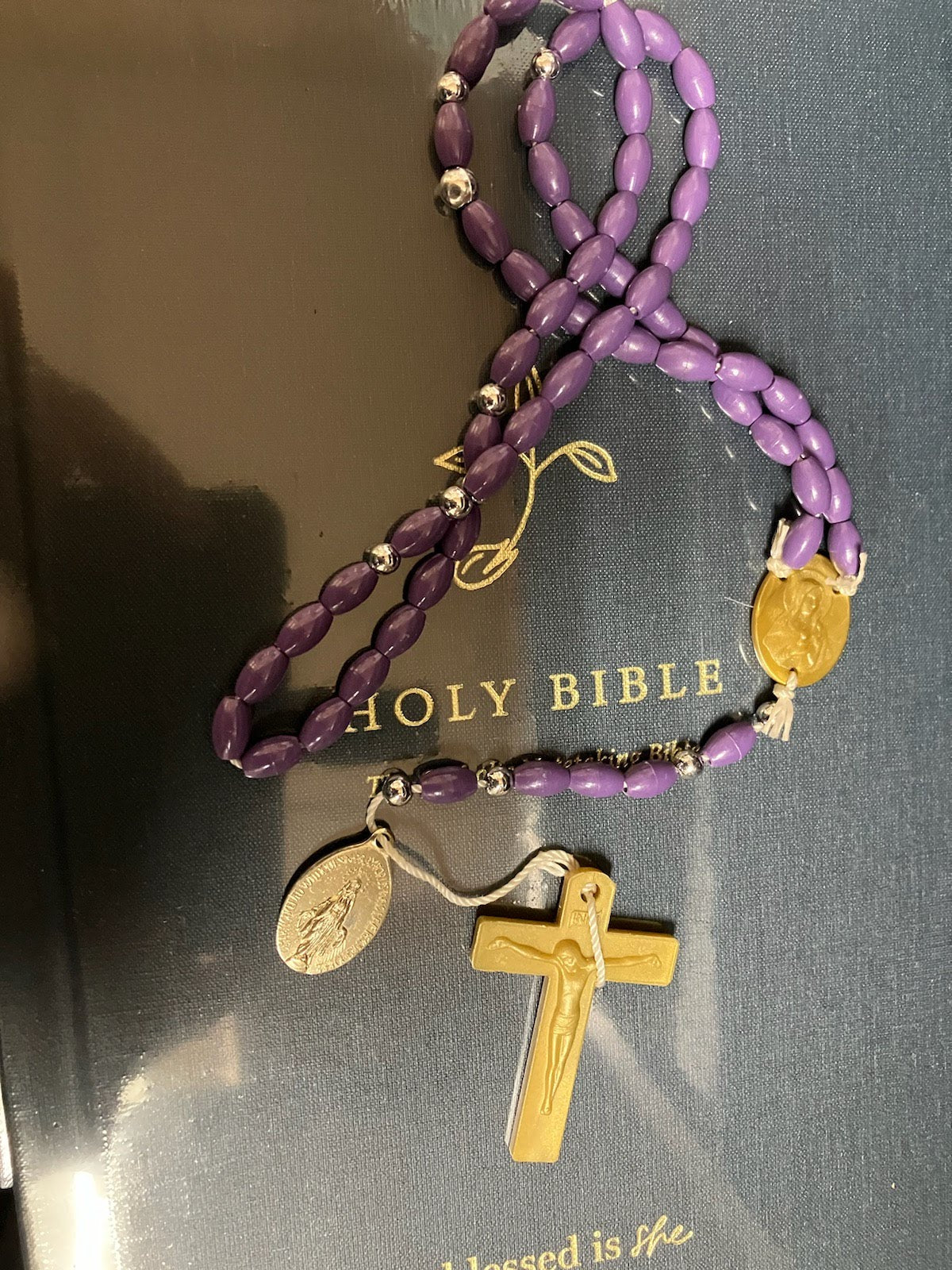 Purple and Gold Plastic Rosary