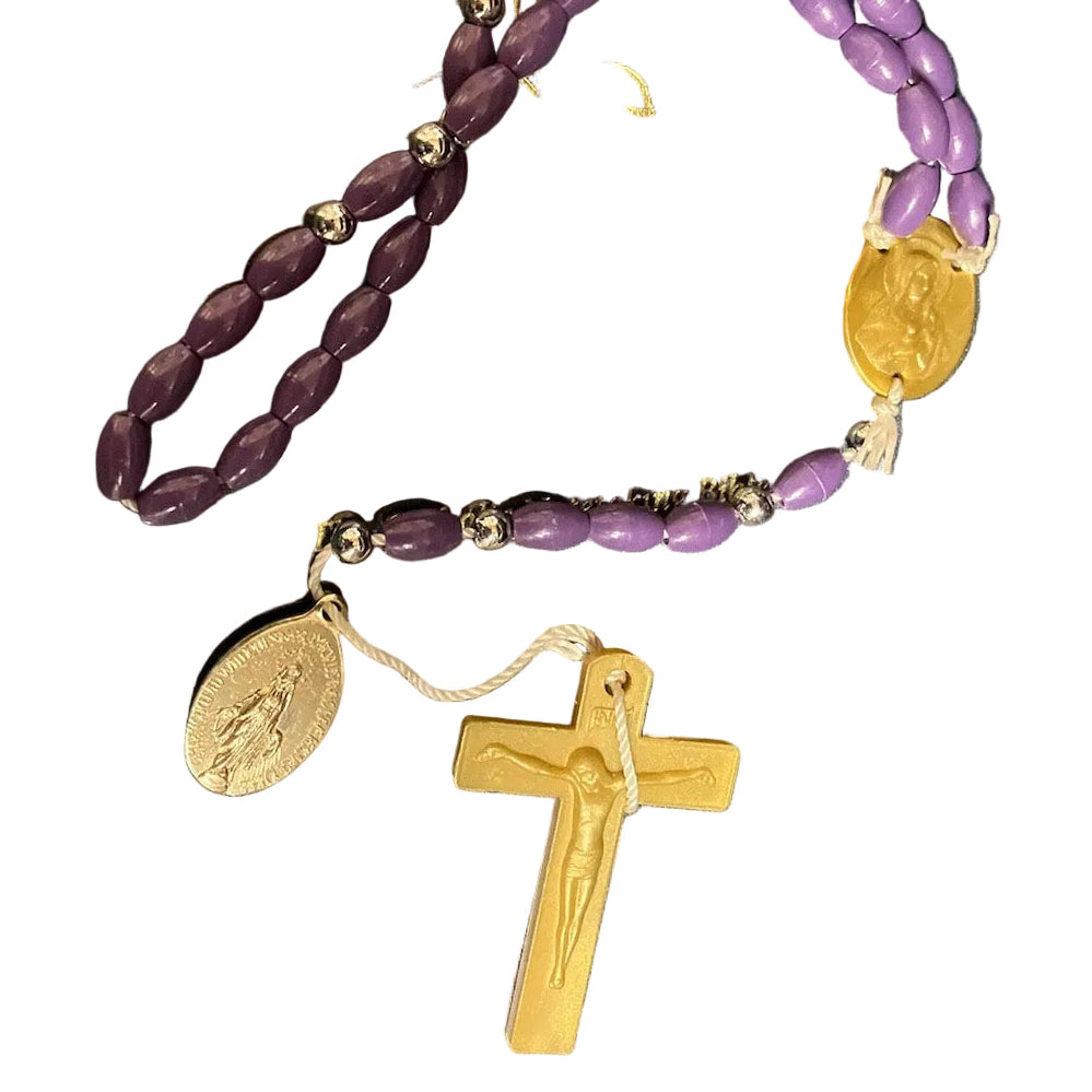Purple and Gold Plastic Handmade Rosary