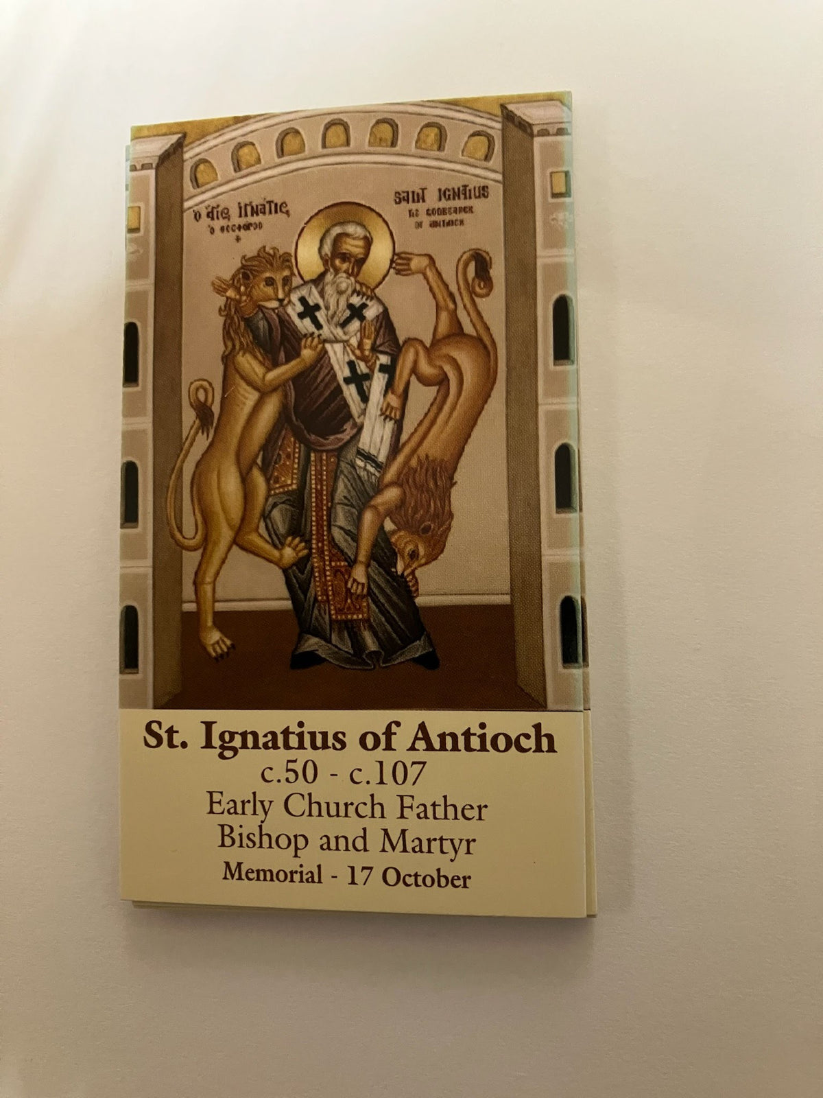 St. Ignatius of Antioch Holy Card