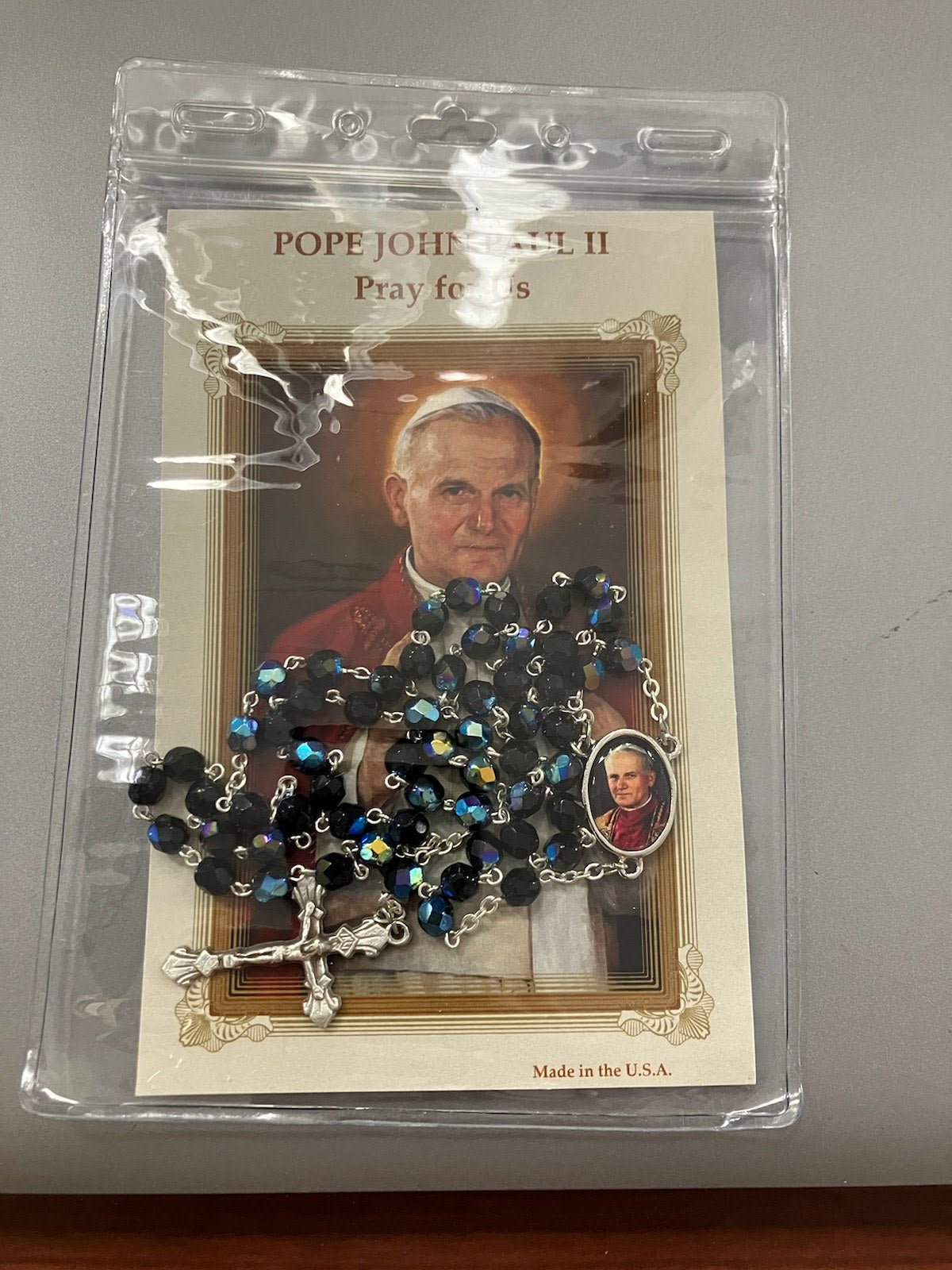 St. Pope John Paul II Rosary with Photo Center