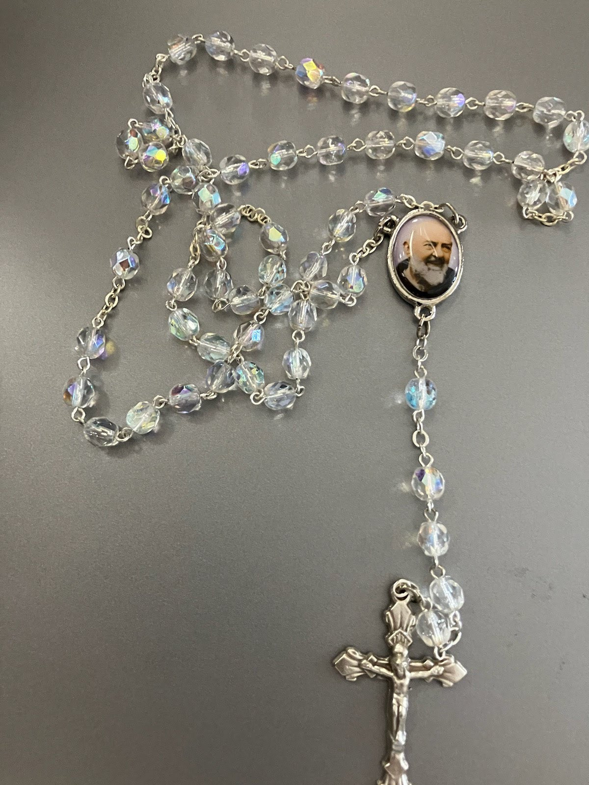 St. Pio of Pietrelcina Glass Bead Rosary