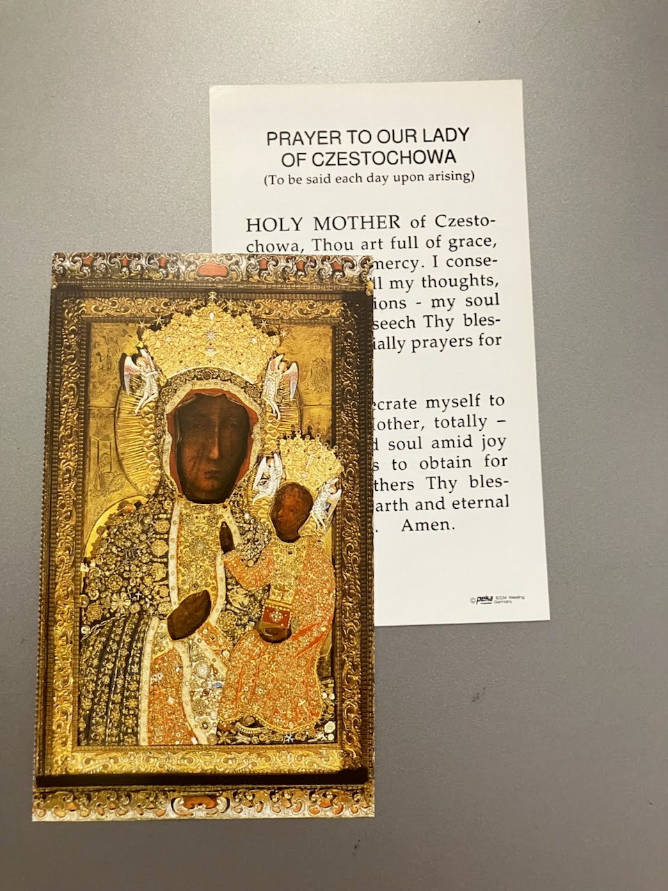Prayer to Our Lady Of Czestochowa Holy Card
