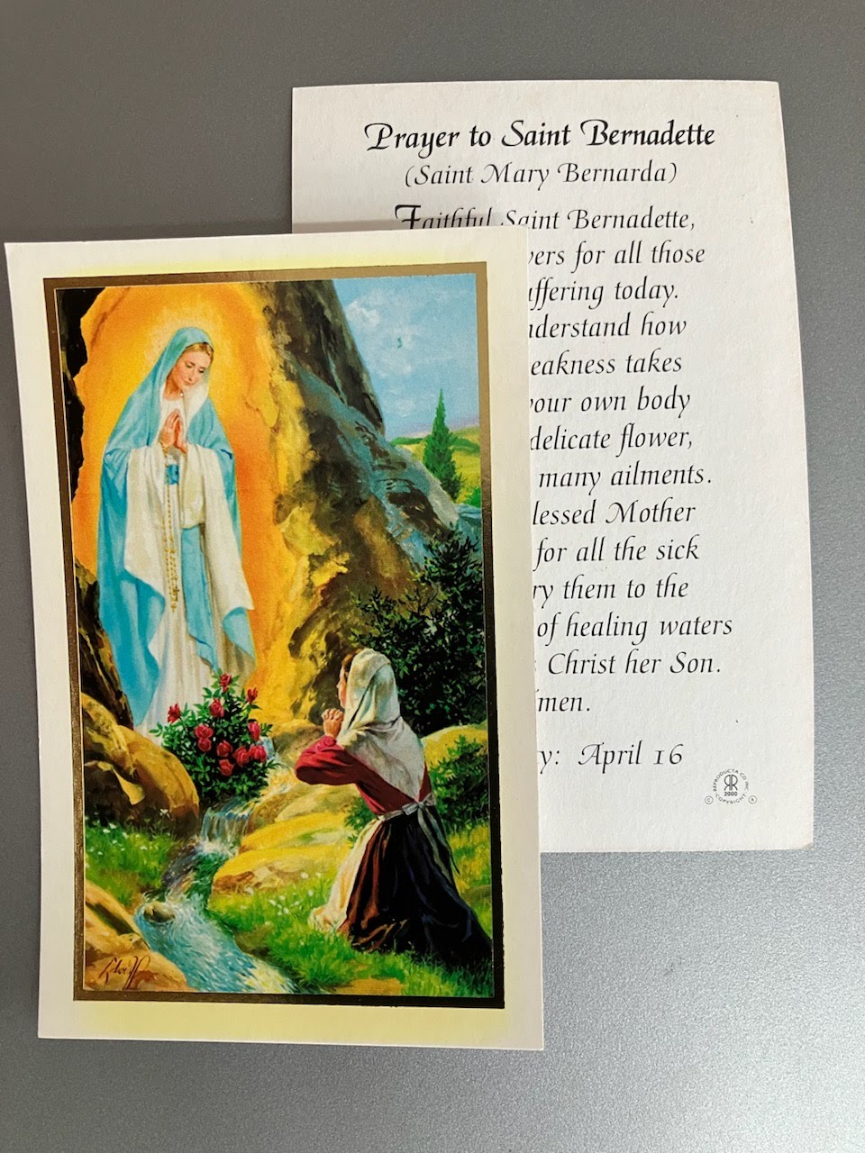 St. Bernadette Holy Card