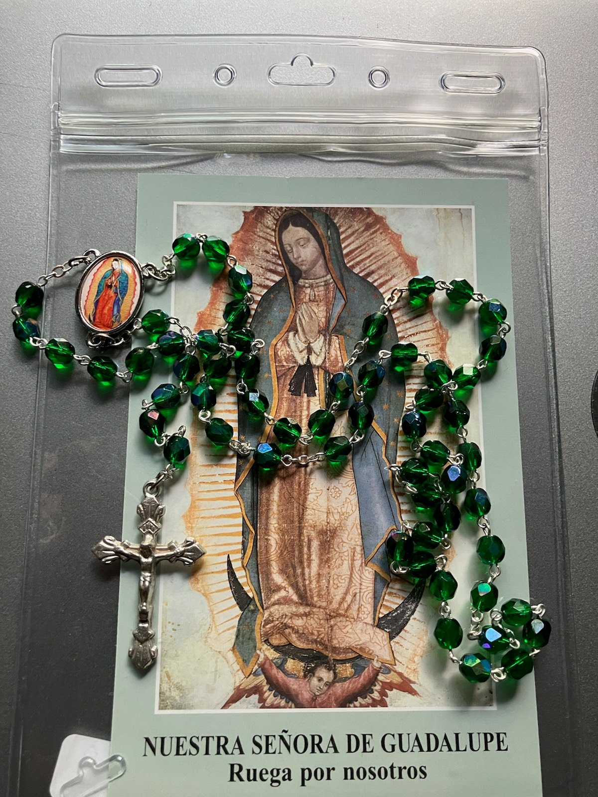 Our Lady of Guadalupe Rosary with Photo Center and Prayer Card