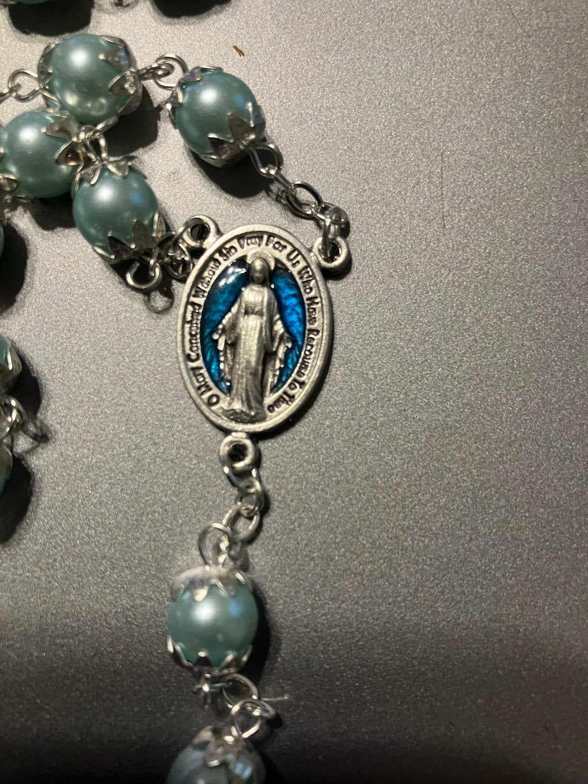 Light Blue Pearlized Rosary